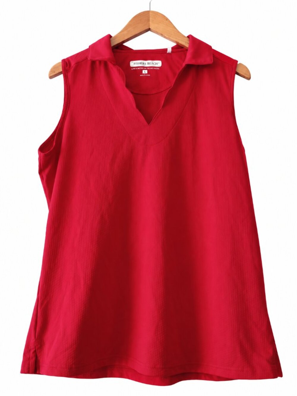 Pebble Beach Red Textured Geometric Sleeveless Golf Polo Preppy XL